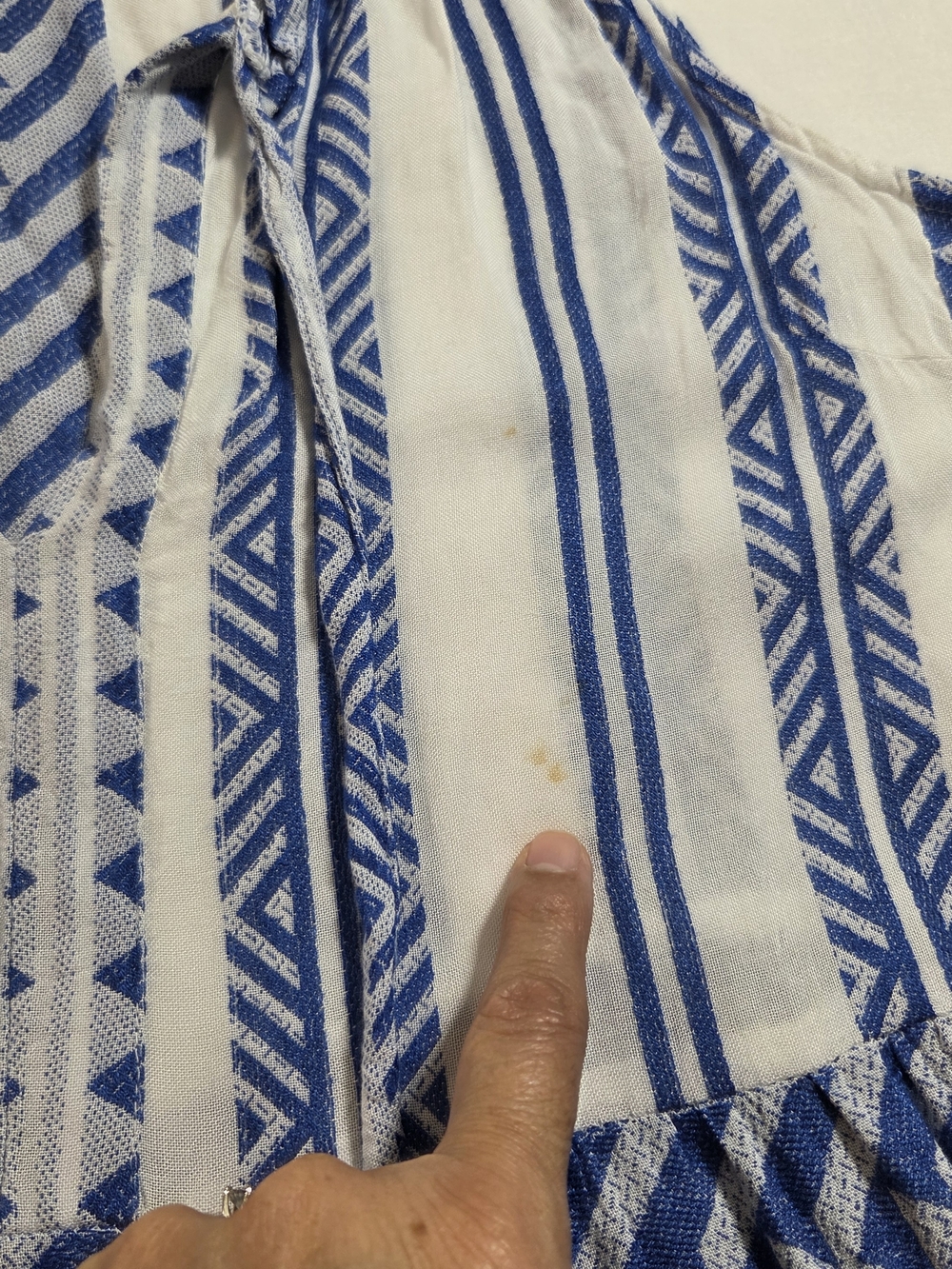 Goa Beachwear Japna Dress Maxi Striped White Blue Sleeveless V-Neck Beach Summer - Picture 13 of 14